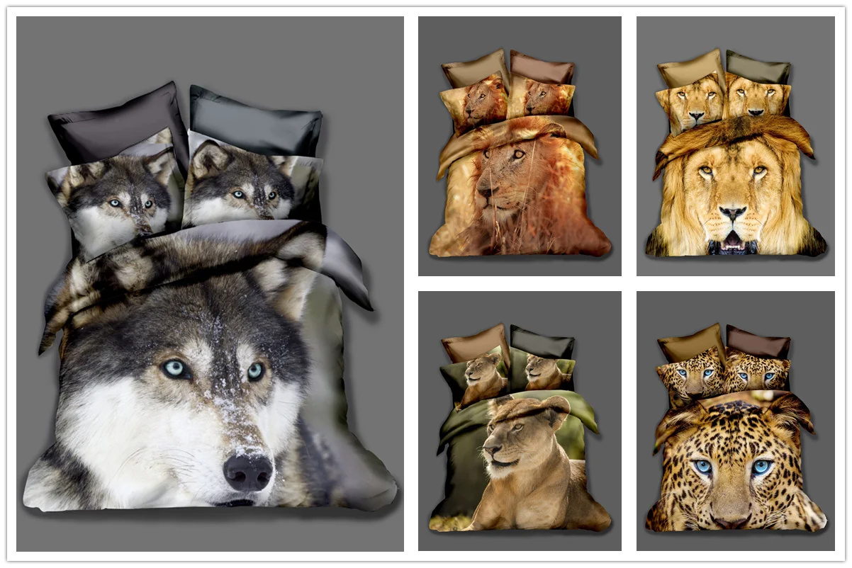 

3D Animal Printed Bedding Set Animal Duvet Cover Pillowcase Set Queen King Quilt Cover 2/3pcs (No Filling No Sheet)