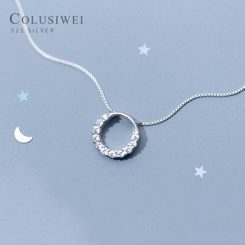 Colusiwei простой круглый кулон ожерелье для женщин кубического циркония