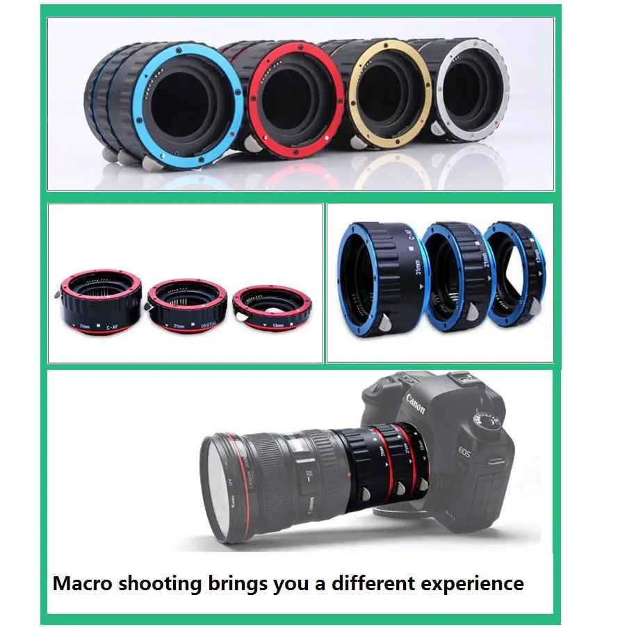 Kuulee Canon EF-S T5i T4i T3i T2i 100D 60D 70D 550D 600D 6D 7D адаптер для объектива с креплением макроудлинитель с автоматической фокусировкой AF Автофокус AF Macro