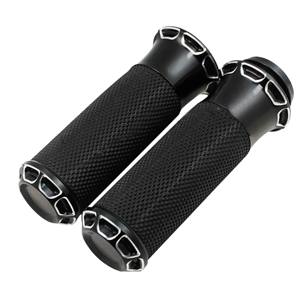

25mm CNC Edge Cut Handlebar Hand Grip For Harley Dyna Sportster Black