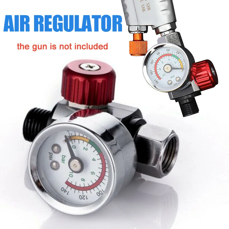 

1/4" BSP Threads Adjustable Regulator Bar Pressure Gauge Replacement Air Compressor Valve Accessories