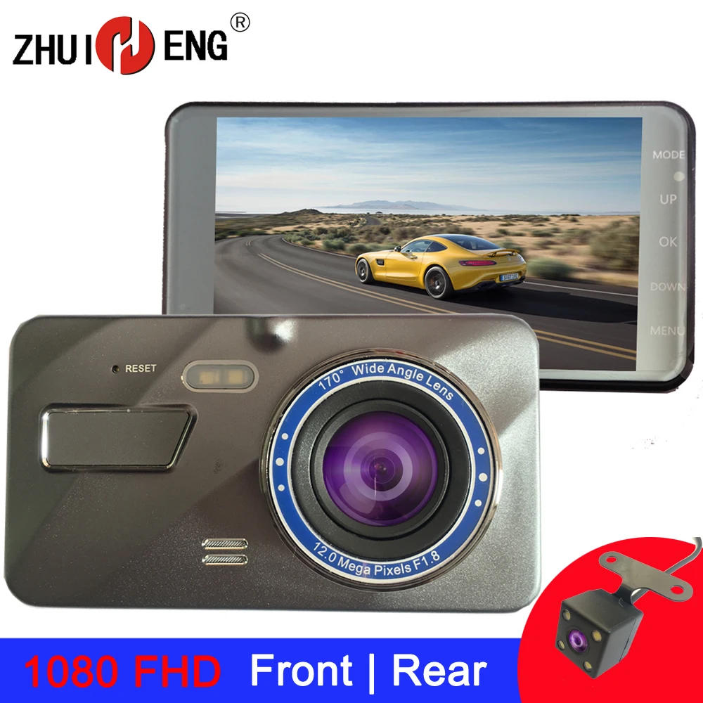 ZHUIHENG 4 дюймовый Dash cam 2.5D Автомобильная камера 1980*1080 FHD видеорегистратор для