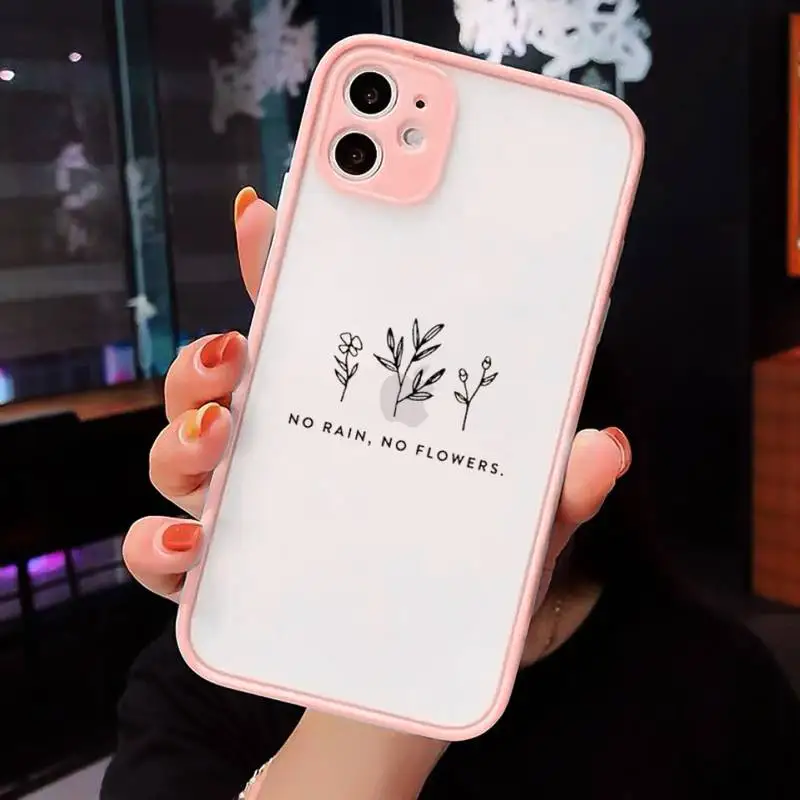 

Phone Case For iPhone 12 11 Mini Pro XR XS Max 7 8 Plus X Great Aesthetic Flower art Matte transparent Pink Cover
