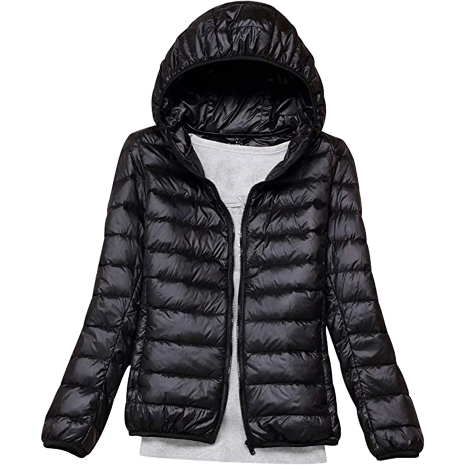 

Winter Women Ultralight Thin Down Jacket Sustan Down Hooded Jackets Long Sleeve Warm Coat Parka Female Portable Outwear hoody