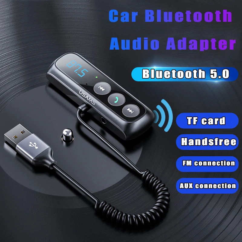 

Bluetooth 5.0 Car MP3 Player Handsfree Kit FM Transmitter Audio Adapter for Car speaker Support TF Aux Wilress Music player