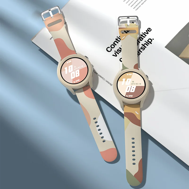 Ремешок силиконовый для Samsung Galaxy Watch Active 2 3 45 мм 42 Gear S3 Morandi цветной браслет Amazfit Bip 20