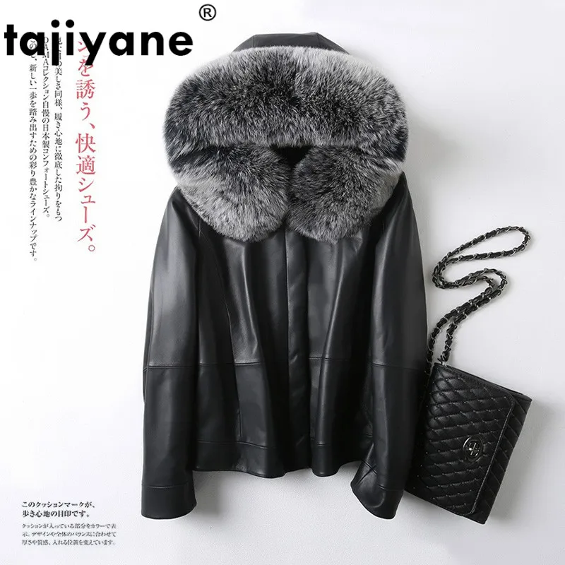 Tajiyane Women's Down Jacket Fox Fur Collar Real Genuine Leather Winter Warm Coats and Jackets Female Y8625Q81 WPY565 | Женская