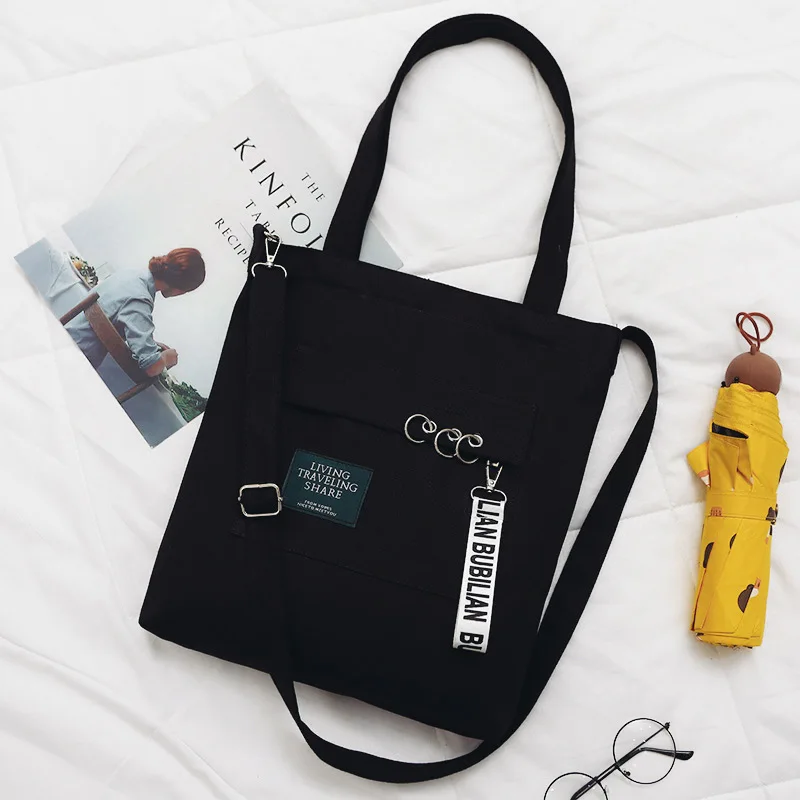 Женские холщовые сумки через плечо с буквенным принтом мягкие школьные на молнии