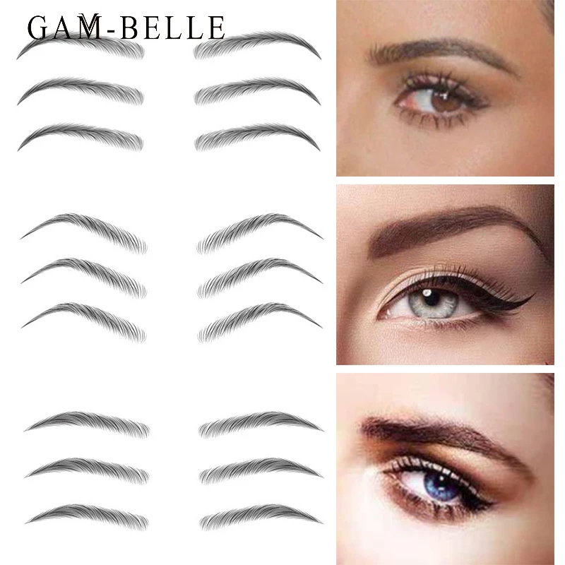 

GAM-BELLE Water-based Hair-like Authentic Eyebrow Tattoo Sticker Waterproof Cosmetic Long Lasting Makeup False Eyebrows Stickers