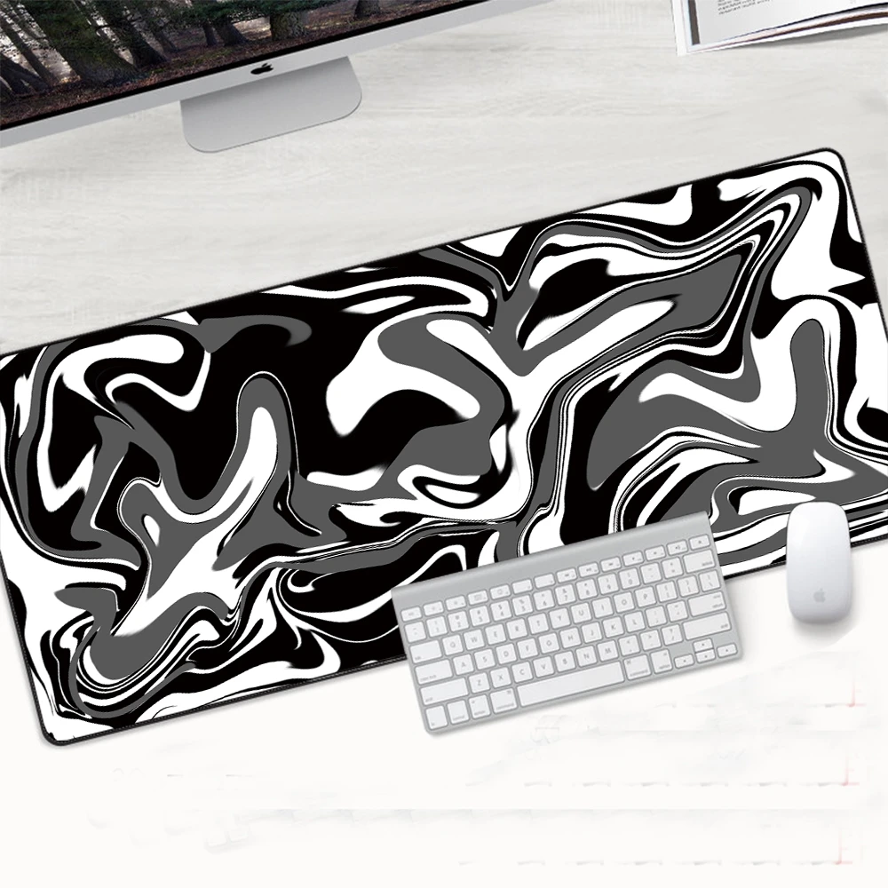 

90x40cm Black and White Gaming Mouse Pad Large Gamer Big Mouse Mat Computer Gaming Locking Edge MousePad Keyboard Desk Mice Pad