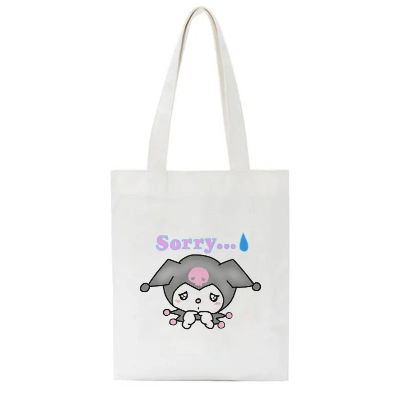 

Kuromi printing Bag Street Aesthetic Printed Vogue Women Bag Large-capacity Canvas Ins College Cute Harajuku Summer Female bags