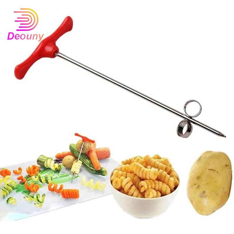 

DEOUNY Stainless Steel Fruits Vegetables Spiral Twist Knife-Manual Spiral Carving Cutter for Restaurant Kitchen Decoration 1Pcs