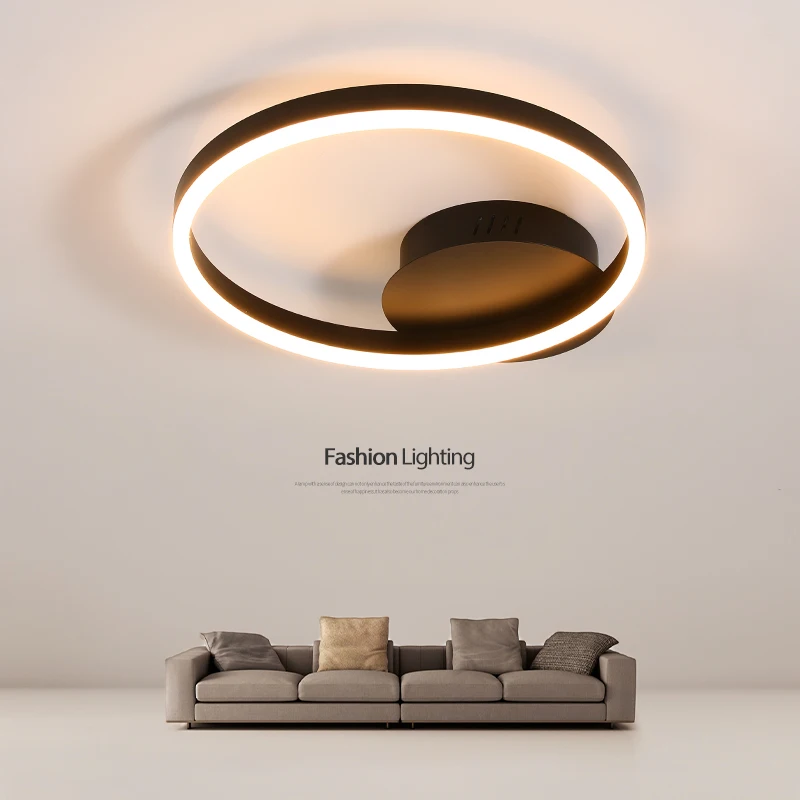 

Modern Living Room Black Led Ceiling Lamp Nordic Single Circle Round Design Dimmable Ceiling Light Bedroom Kitchen Home Lighting