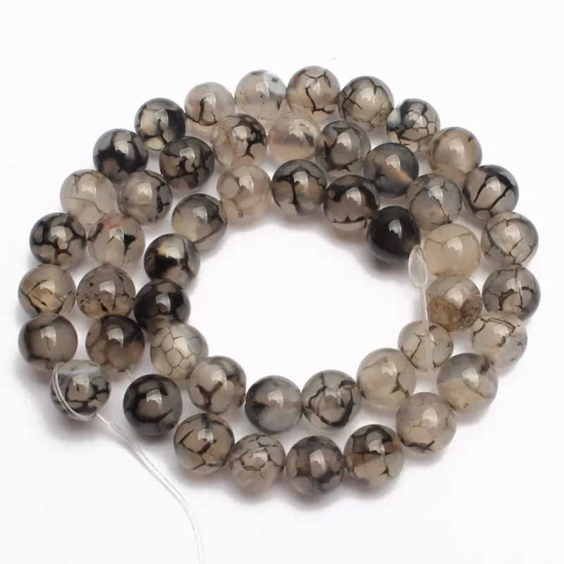 Натуральная черная линия Дракон вены серый Агат Бусины 4/6/8/10/12 мм круглые