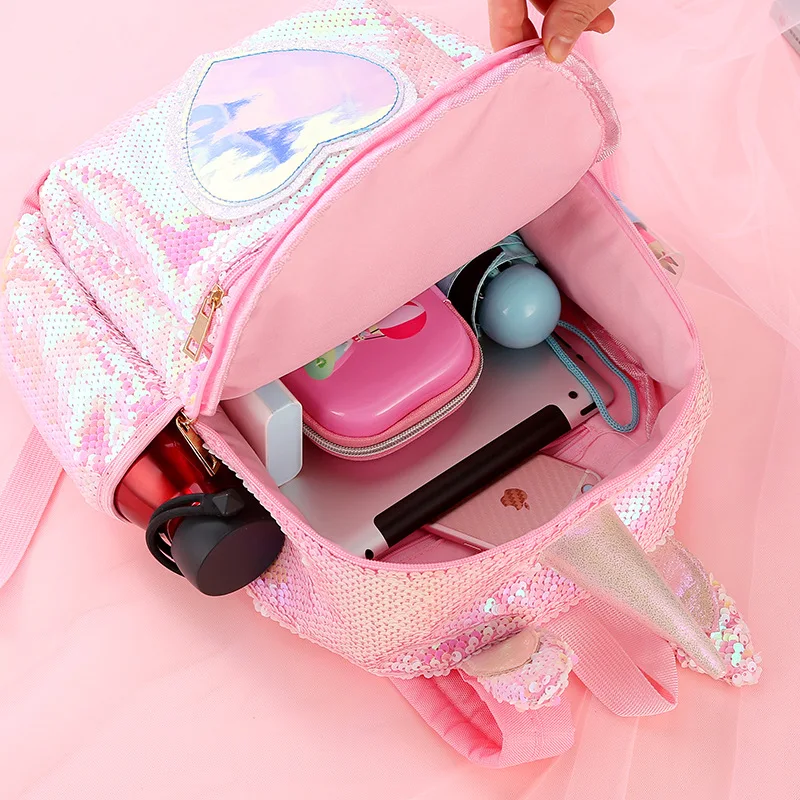 Girls Sequins Backpack Cute Unicorn Schoolbag For Teenage Student Women Satchel Female Large Capacity Shoulders Bag for Children