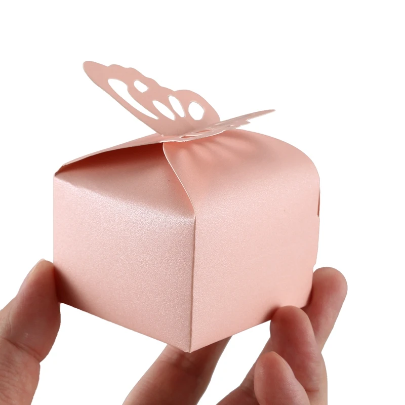 

NEW-50pcs Butterfly Decoration Boite a Dragees Wedding Decoration Baptism Birth Rose