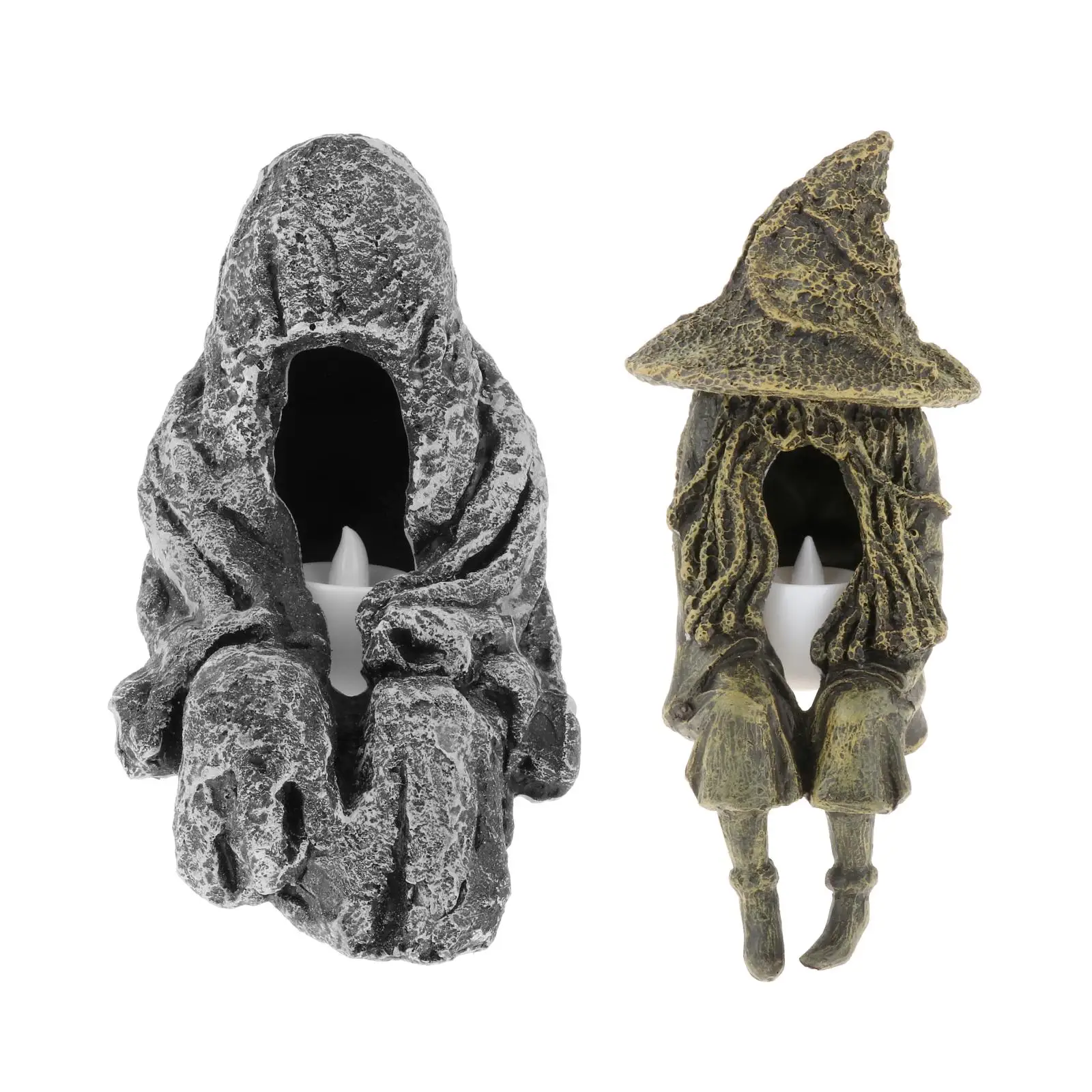 

Garden Witch Sculpture Outdoor Light Figurine Art for Lawn Walkway Decor