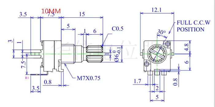 precision adjustable potentiometer RK097 097N Vertical clubfoot Single B10K B100K A10K A100K-250 pcs | Обустройство дома