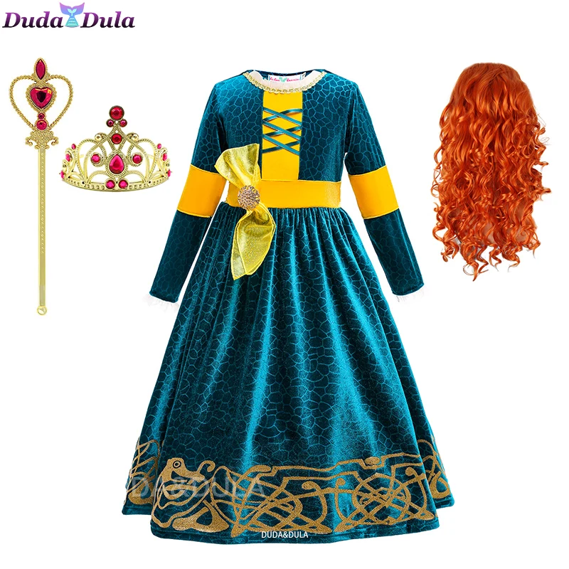 

Halloween costume for kids Princess Dress anime Cosplay costumes Carnival Christmas Party clothing Long Sleeve dress with wig