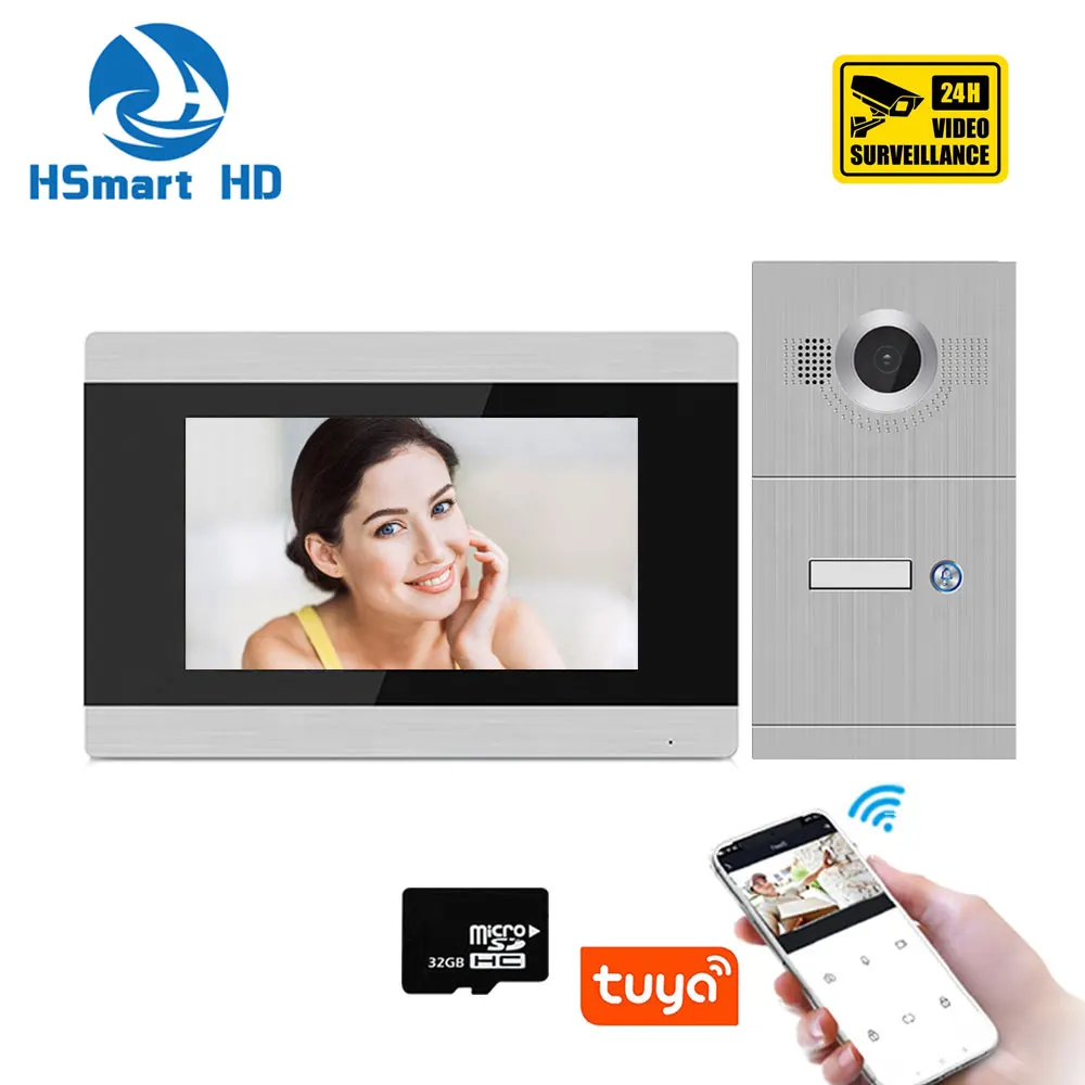 7 inch touch screen wifi ip smart video door phone intercom system support app remote unlock with motion detection free global shipping