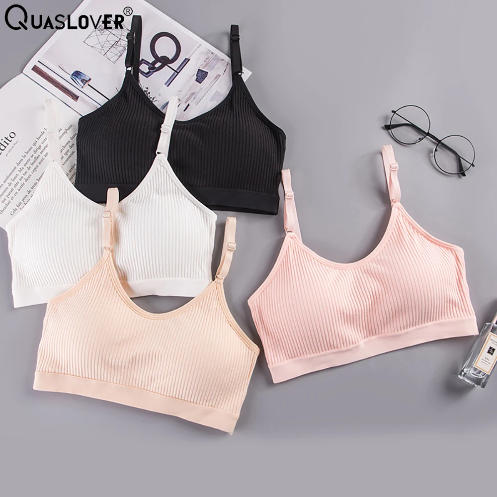 Quaslover Бесшовные бюстгальтеры для женщин полная чашка дышащий бюстгальтер без косточек Нижнее Белье для сна Одноцветный, в полосочку Топ