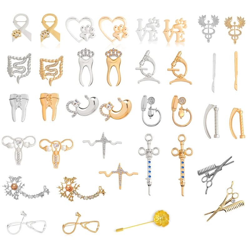 

Medical Supplies Collection! Fashion Alloy Brooch Pins Doctors and Nurses Medical Equipment Badges Comb Scissors Lapel Pin Gifts