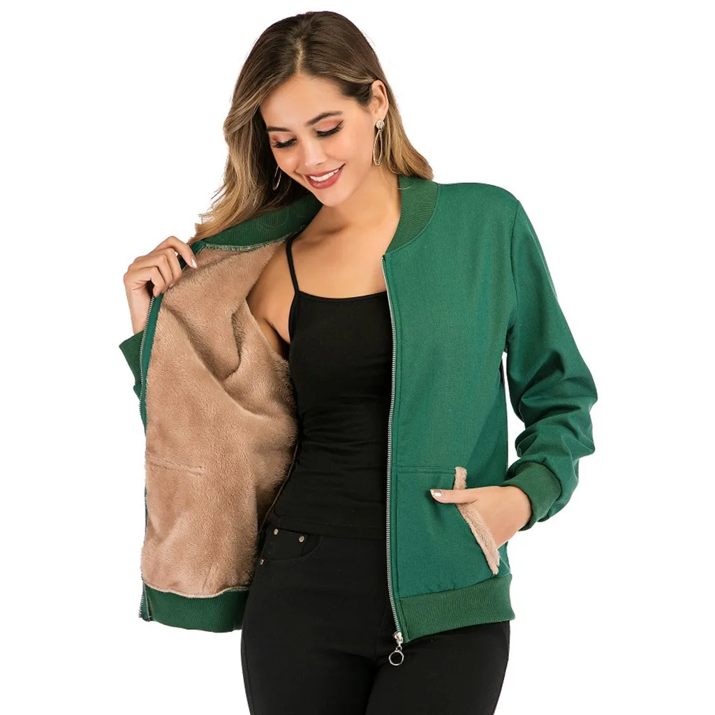 

Autumn Winter coat women casual Hoodie Sweatshirt Women Warm Outwear Solid With Pockets Vintage Plush Coats Cardigans W1210
