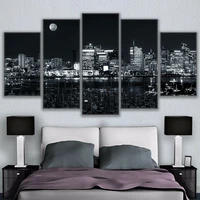canvas pictures home decor hd print 5 panel painting modular los angeles skyline dark night poster wall art no framed