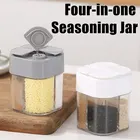 1 шт., банки для специй, четыре отделения, искусственные бутылки для перца, шейкеры для соли, кухонный органайзер для хранения специй