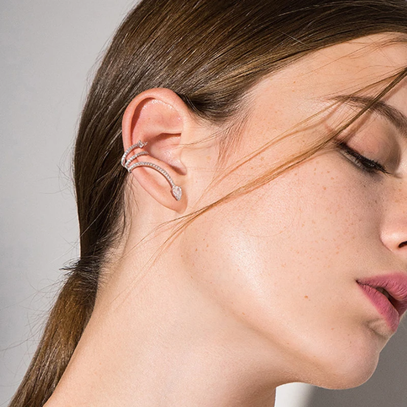 Серьги клипсы в виде змеи стиле панк рок Ювелирное Украшение для офиса леди