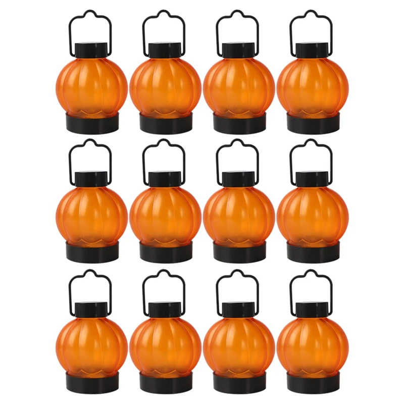 

12Pack Flickering Pumpkin Lantern Tea Lights LED Pumpkin Lights Flameless for Halloween Christmas Thanksgiving