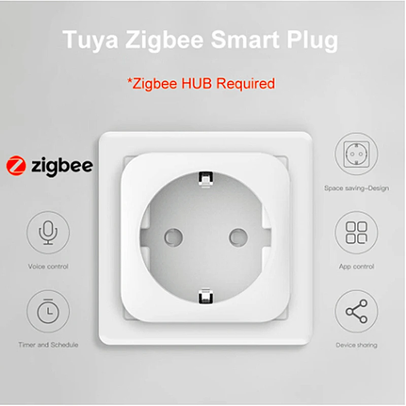 Умная вилка Tuya Zigbee 16 А 3500 Вт с голосовым управлением | Электроника