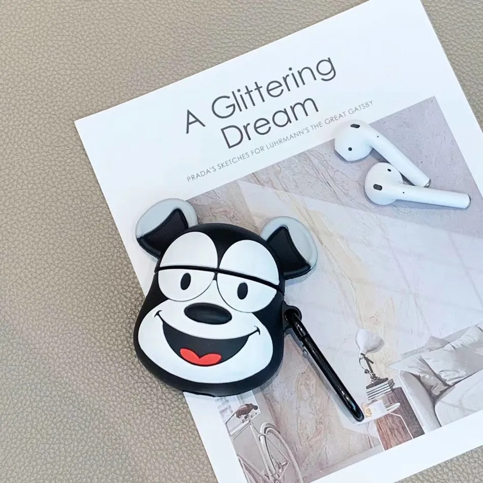 Для AirPods чехол 3D милый мультфильм Kawaii Кошка Собака чехол для наушников для Airpods 2/i10/i11 TWS Защитная крышка с крючок карабина - Цвет: Dog