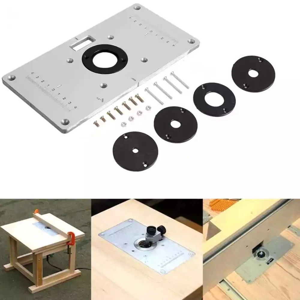 

Carpintería Router Table Insert Plate Aluminum Alloy Router Table Woodworking Benches Insert Plate Trimming Machine