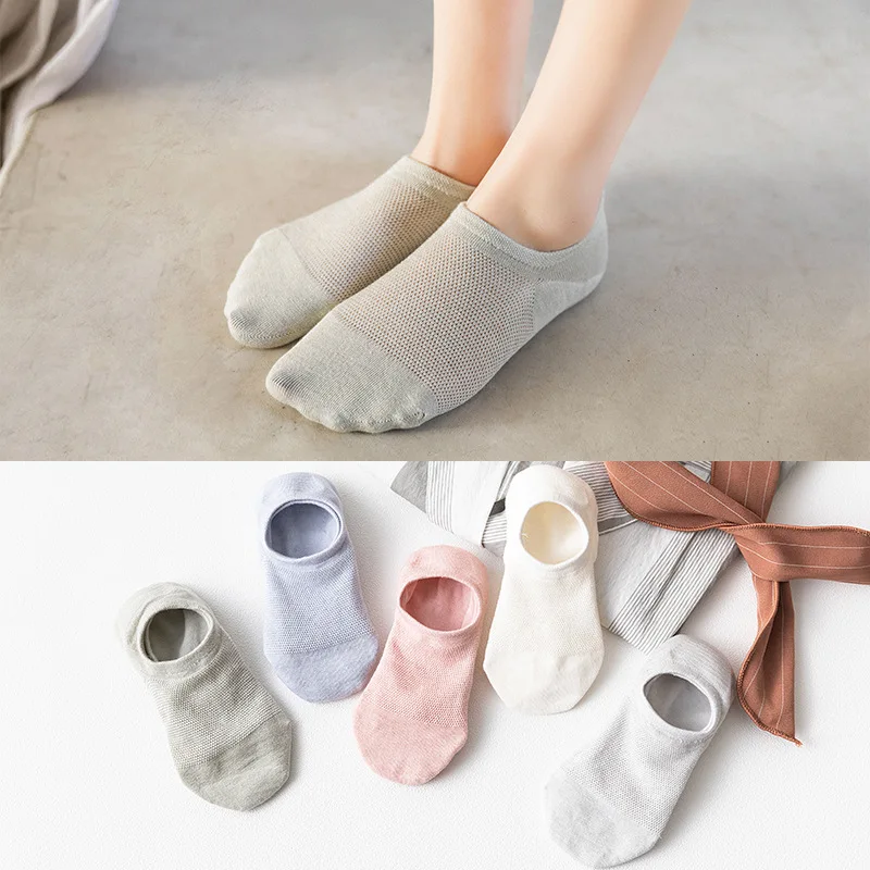 Носки невидимки женские с прорезями дышащие сетчатые силиконовые Нескользящие 5