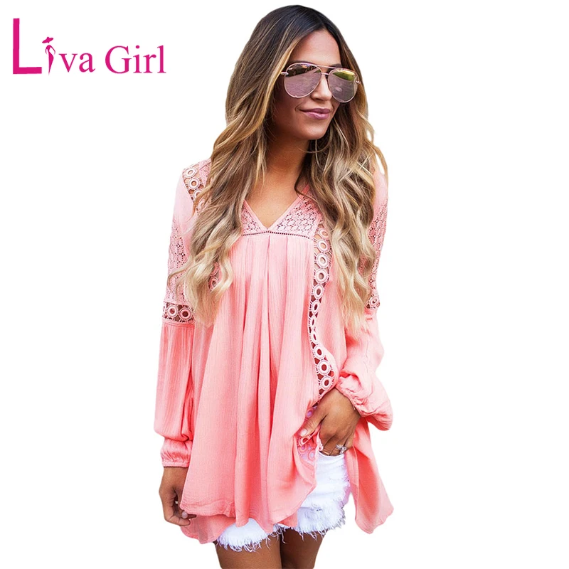 Женская ажурная Туника LIVA прозрачная туника с длинными рукавами и v образным