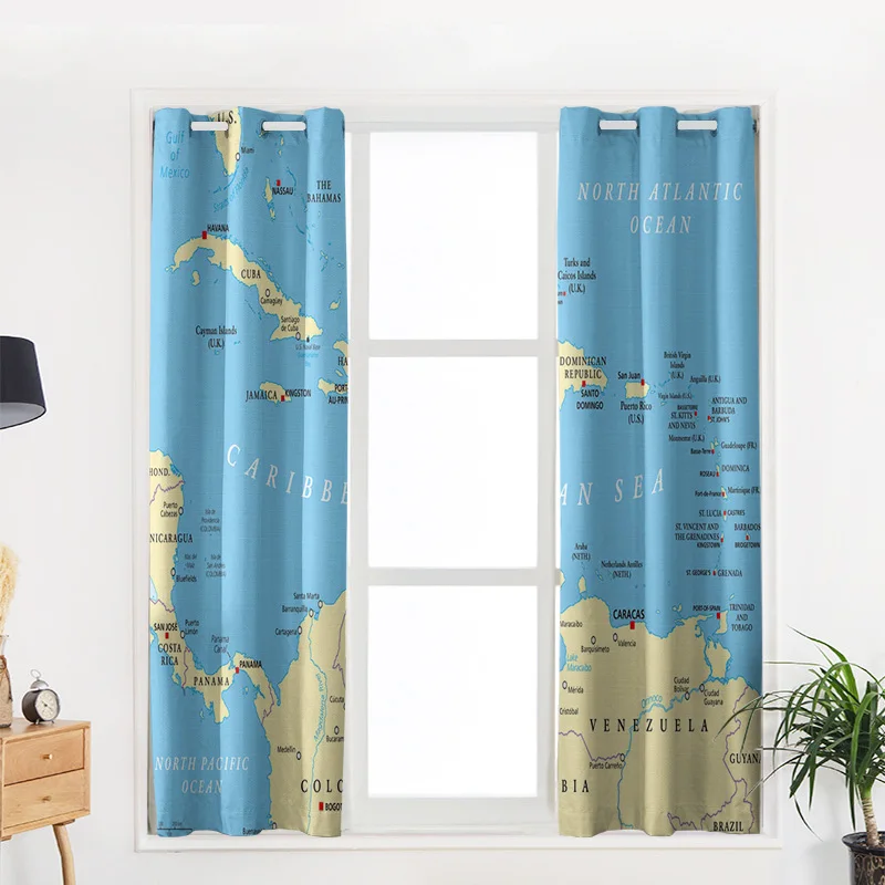 Карибская политическая карта оконные шторы гостиная кухня Современный домашний