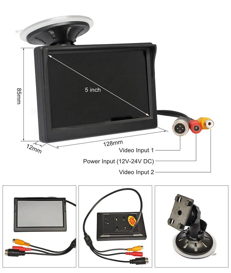 DIYKIT " TFT ЖК-дисплей заднего вида монитор с присоской и RCA и 4Pin разъем для MPV внедорожник лошадь грузовик