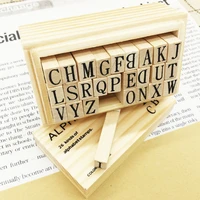 26pcsset vintage capital alphabet letter decoration wood stamps set wooden box