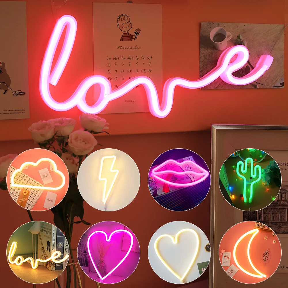 

LED Neon Night Light Sign Wall Art Sign Night Lamp Xmas Birthday Gift Wedding Party Wall Hanging Neon Lamp Love Cloud Home Decor