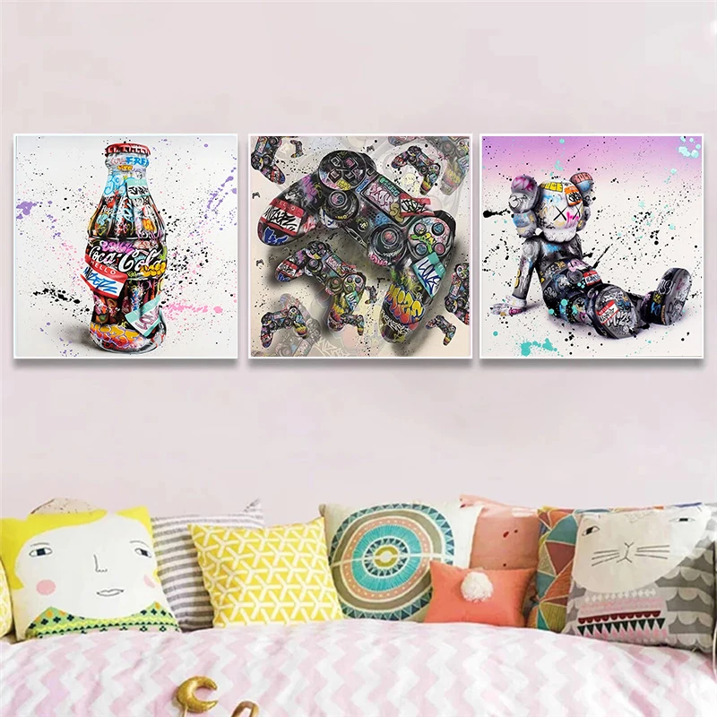 

Fashion Graffiti Street Art Hamburg Game Controllers Drinks Canvas Painting Posters and Prints Wall Art Picture for Living Room