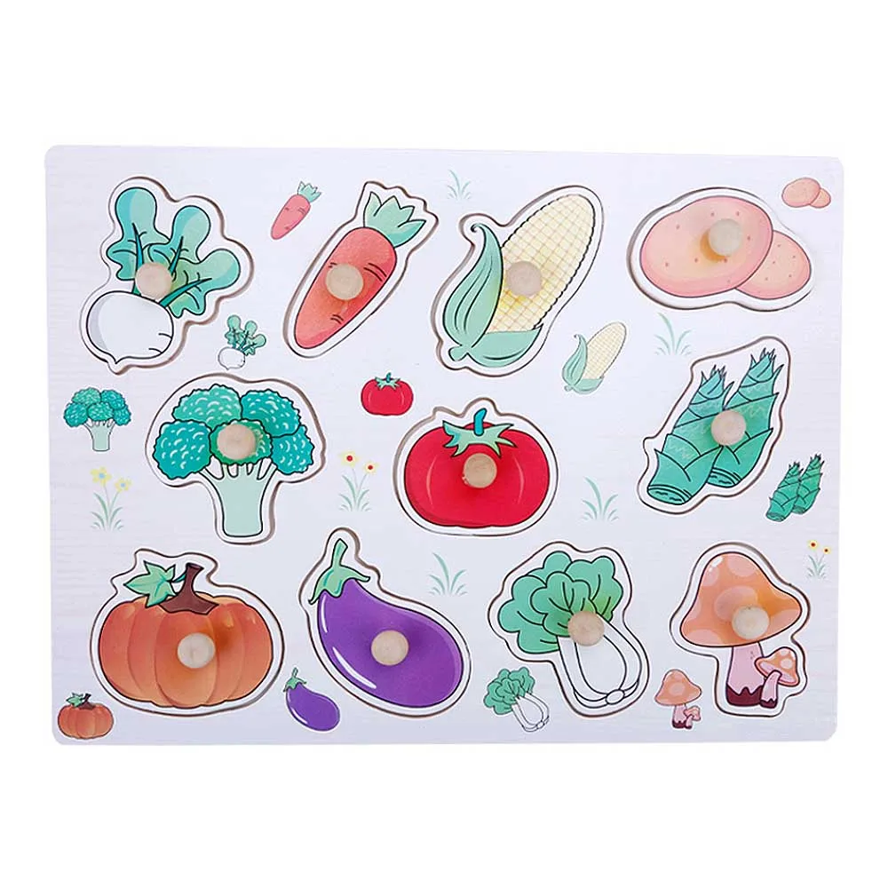 Деревянная доска для захвата детские игрушки пазлы с мультяшным рисунком