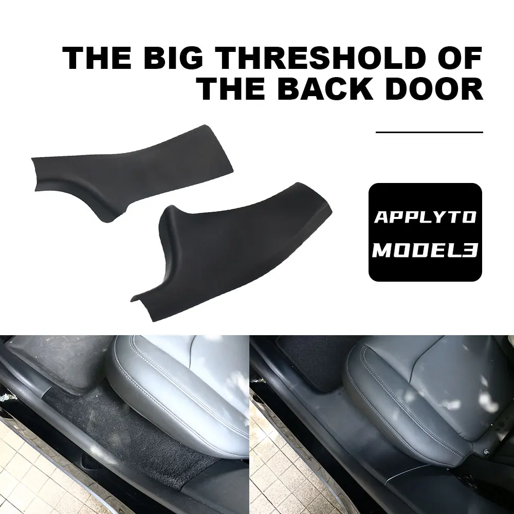 

2pcs For Tesla Model Y 2021-2022 Car Rear Door Sills Protection Cover Thresholds Anti Scratch Pads Auto Tuning Plastic Accessory