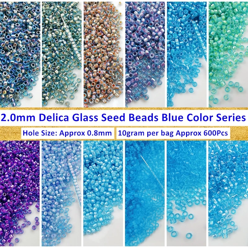

600Pcs 2mm Delica Glass Seed Beads Blue Series Uniform Japan Glass Seedbead For Beaded Jewelry Earrings Bracelet Accessories 10g