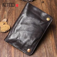 original handmade wrinkle wallet leather genuine cow leather vertical mens wallets retro money clips luxury short billfold purse