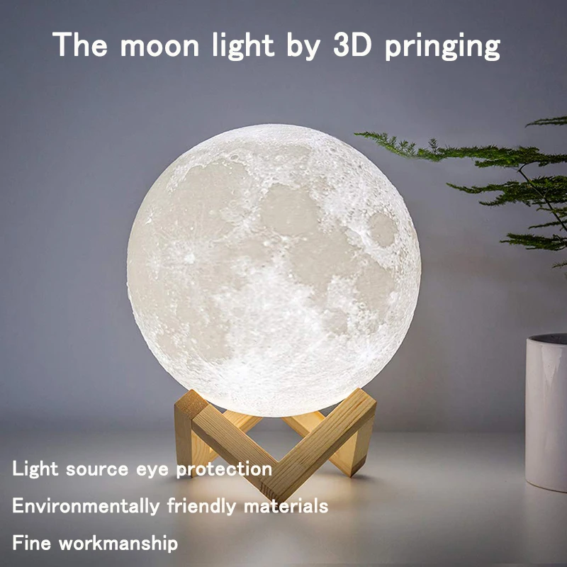 

Светодиодный ночсветильник с 3D рисунком Луны, аккумуляторная 3D лампа с сенсорным управлением и сменой цвета, светильник ночник для дома