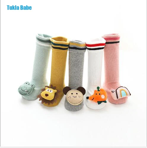 От 0 до 3 лет осенние новые детские носки высокие без пятки с рисунком куклы