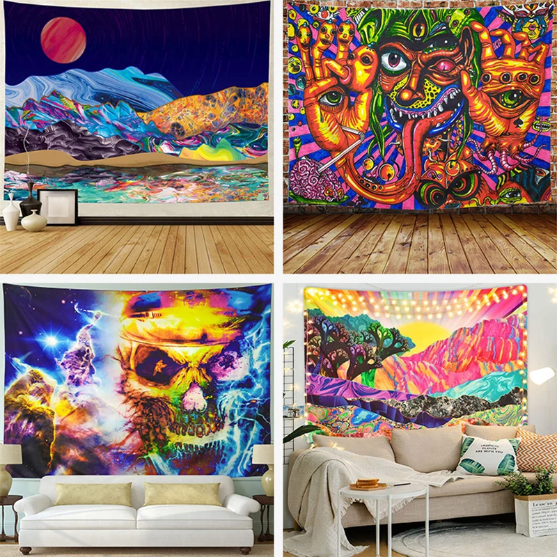 Abstract Tapestry Artistic Printed Large Wall Tapestries Cheap Hippie Hanging Bohemian Art Decor 150 200 230 | Дом и сад