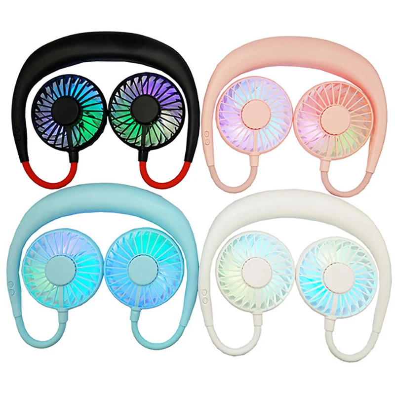 

USB Portable Fan Cold Fan Hands Free Neck Fan Hanging Rechargeable Mini Sports Fan 3-speed Adjustable Neck Dual Fan Home Office