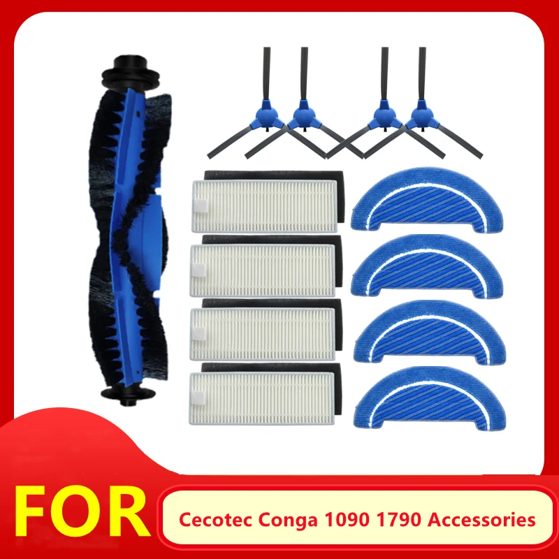 

Запасные части для робота-пылесоса Cecotec Conga 1090 1790, основная щетка, боковая щетка, Hepa фильтр, тряпка для швабры